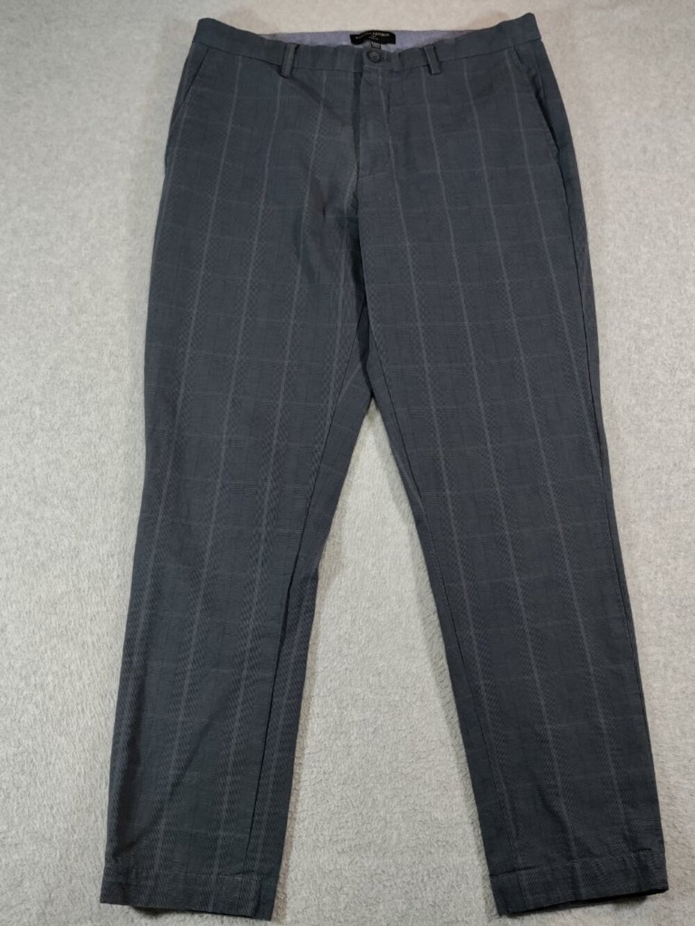 Banana Republic Mens 34x32 Aiden Fit Gray Plaid Cotton Pants